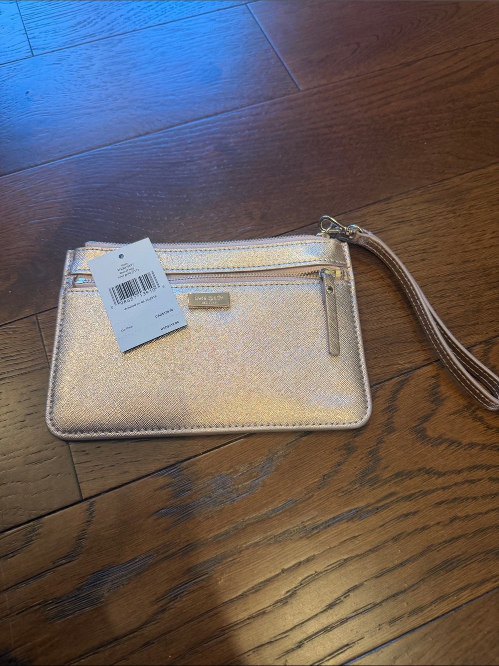 kate spade Metallic Rose Gold Wristlet Clutch